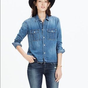 Madewell Drop-Hem Denim Shirt In Lennie Wash